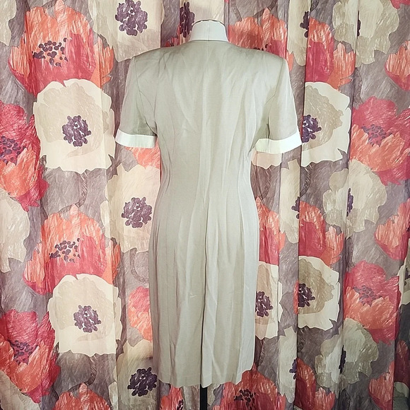 Vintage Danny & Nicole Tan & White Double-Breasted Jacket Dress – Size 8 - Picture 8 of 9